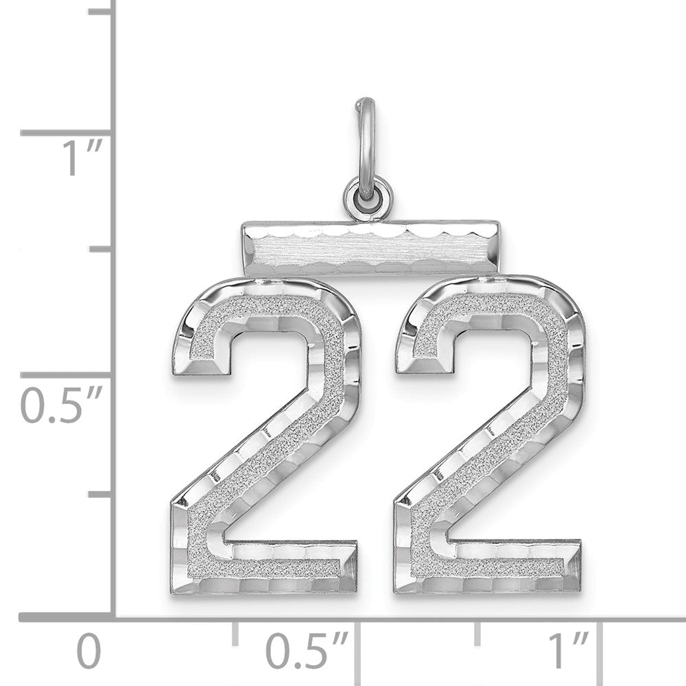 Alternate view of the Sterling Silver, Varsity Collection, Large D/C Pendant, Number 22 by The Black Bow Jewelry Co.