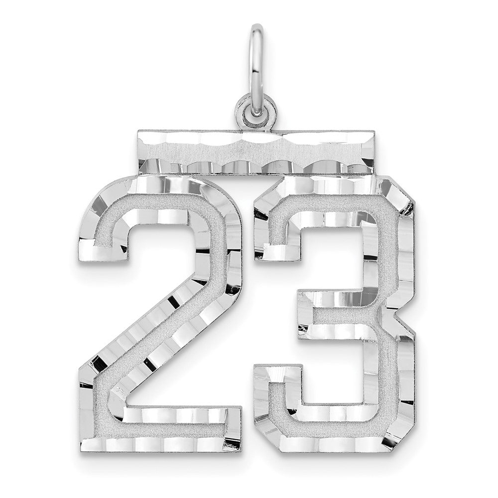 Sterling Silver, Varsity Collection, Large D/C Pendant, Number 23, Item P33460-23 by The Black Bow Jewelry Co.