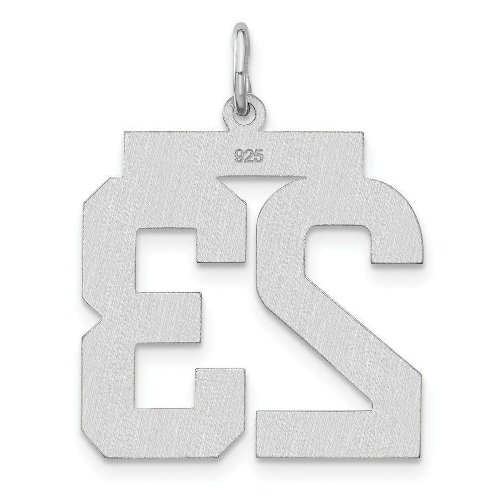 Alternate view of the Sterling Silver, Varsity Collection, Large D/C Pendant, Number 23 by The Black Bow Jewelry Co.