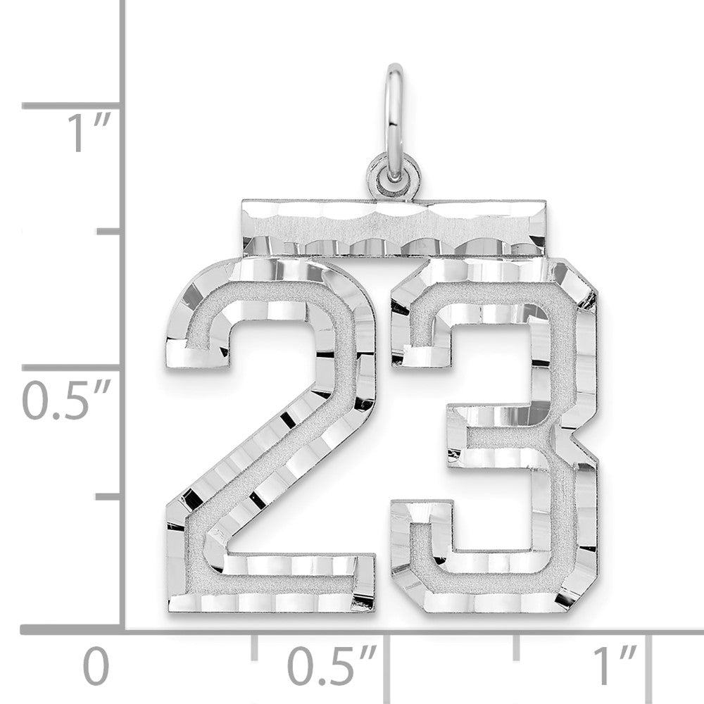 Alternate view of the Sterling Silver, Varsity Collection, Large D/C Pendant, Number 23 by The Black Bow Jewelry Co.