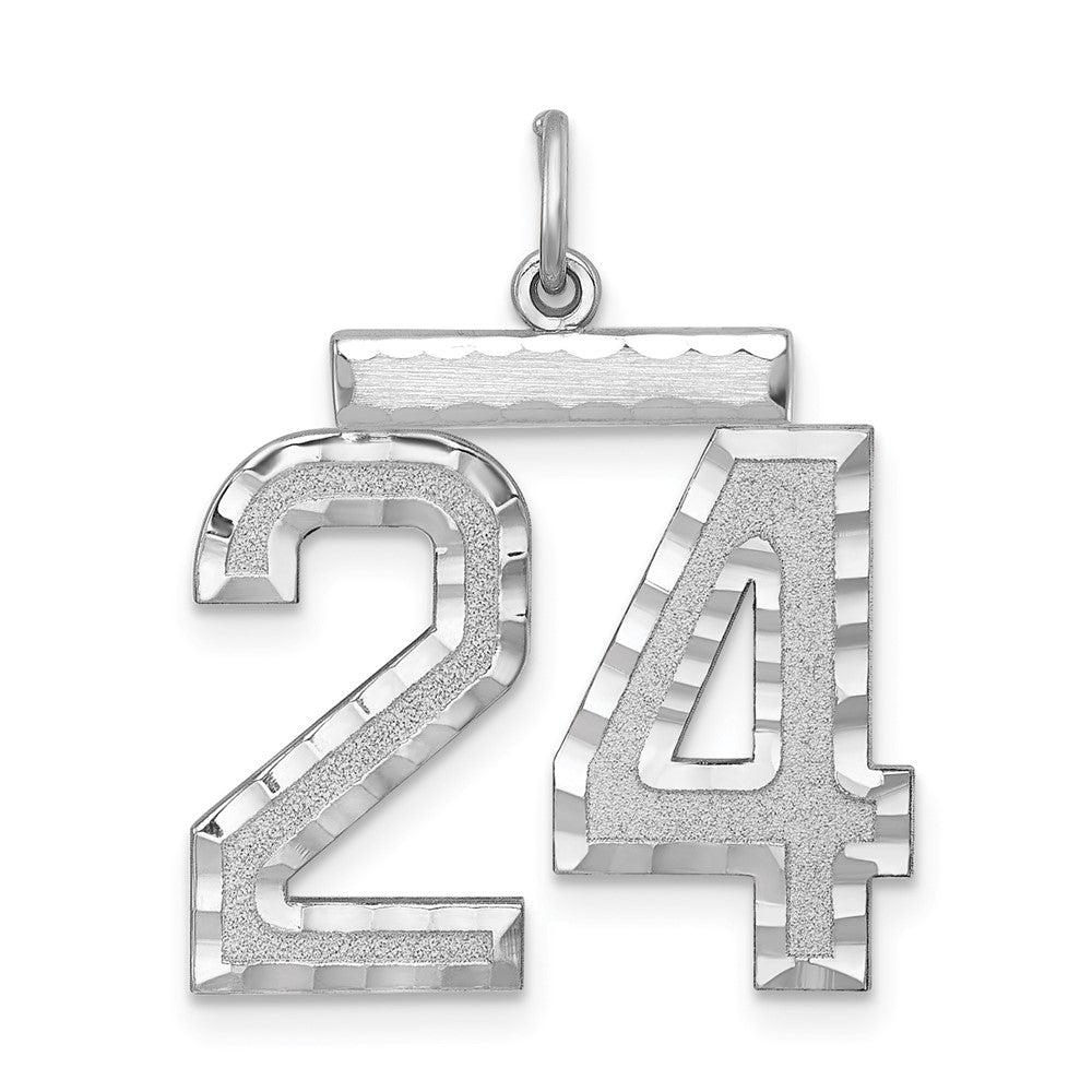 Sterling Silver, Varsity Collection, Large D/C Pendant, Number 24, Item P33460-24 by The Black Bow Jewelry Co.