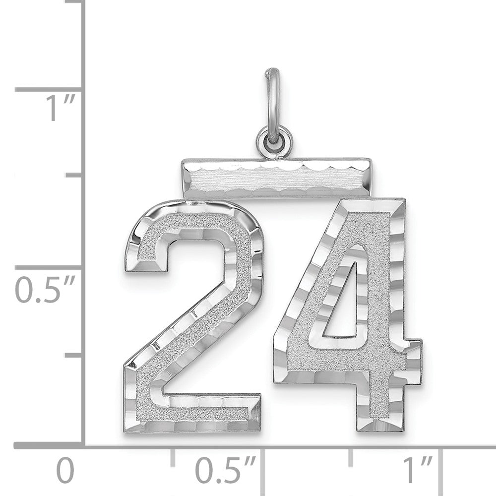 Alternate view of the Sterling Silver, Varsity Collection, Large D/C Pendant, Number 24 by The Black Bow Jewelry Co.