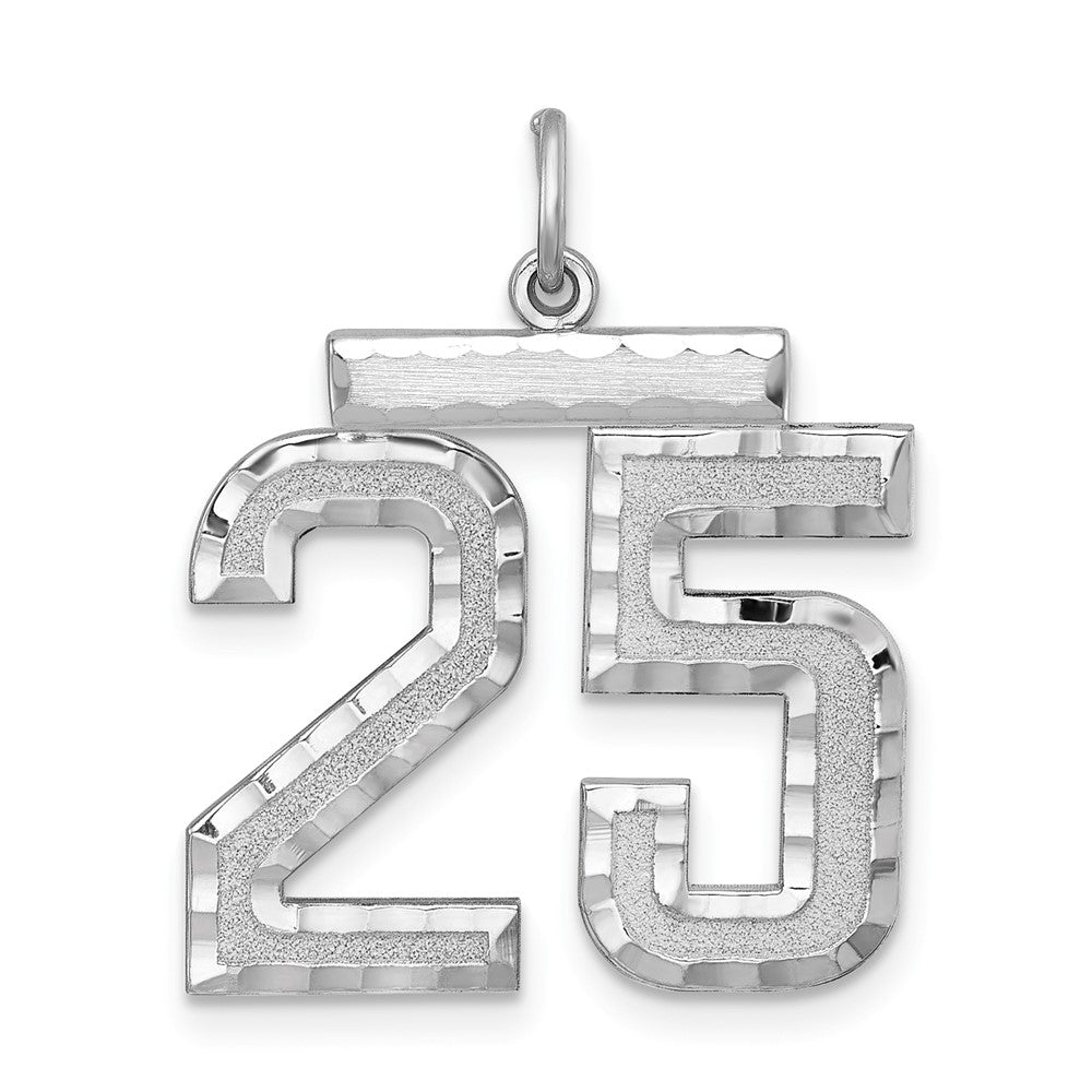 Sterling Silver, Varsity Collection, Large D/C Pendant, Number 25, Item P33460-25 by The Black Bow Jewelry Co.