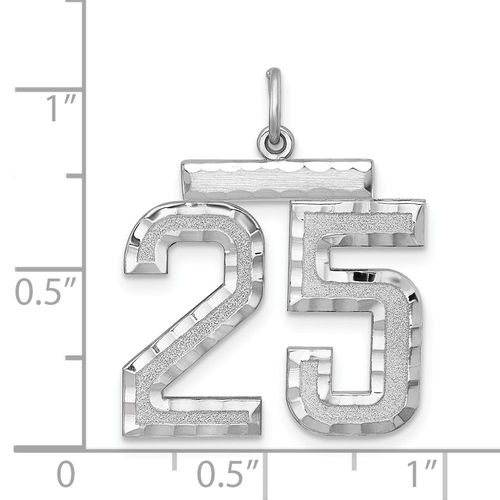 Alternate view of the Sterling Silver, Varsity Collection, Large D/C Pendant, Number 25 by The Black Bow Jewelry Co.