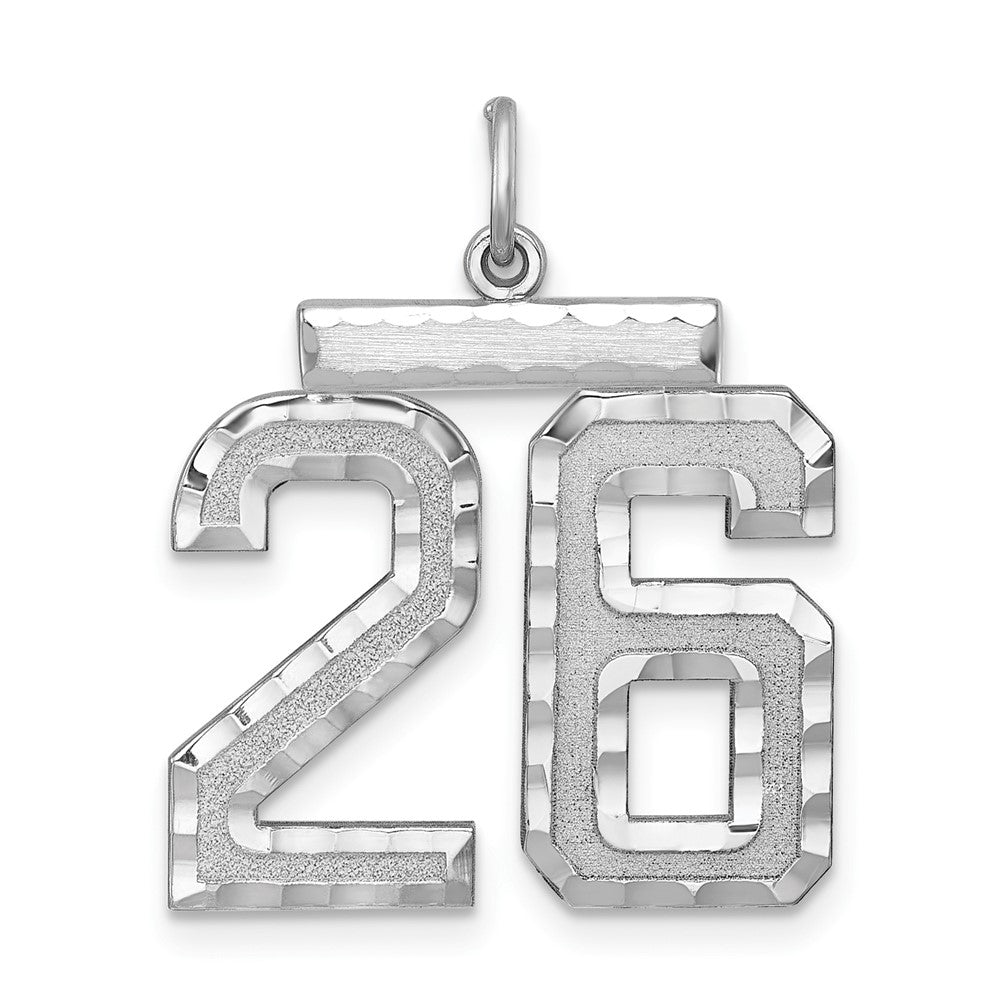 Sterling Silver, Varsity Collection, Large D/C Pendant, Number 26, Item P33460-26 by The Black Bow Jewelry Co.