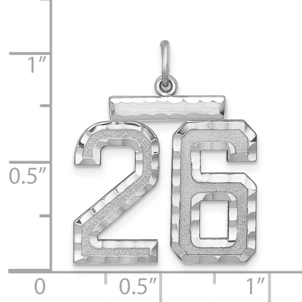 Alternate view of the Sterling Silver, Varsity Collection, Large D/C Pendant, Number 26 by The Black Bow Jewelry Co.