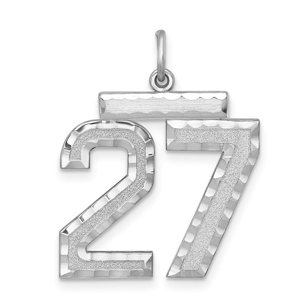 Sterling Silver, Varsity Collection, Large D/C Pendant, Number 27, Item P33460-27 by The Black Bow Jewelry Co.