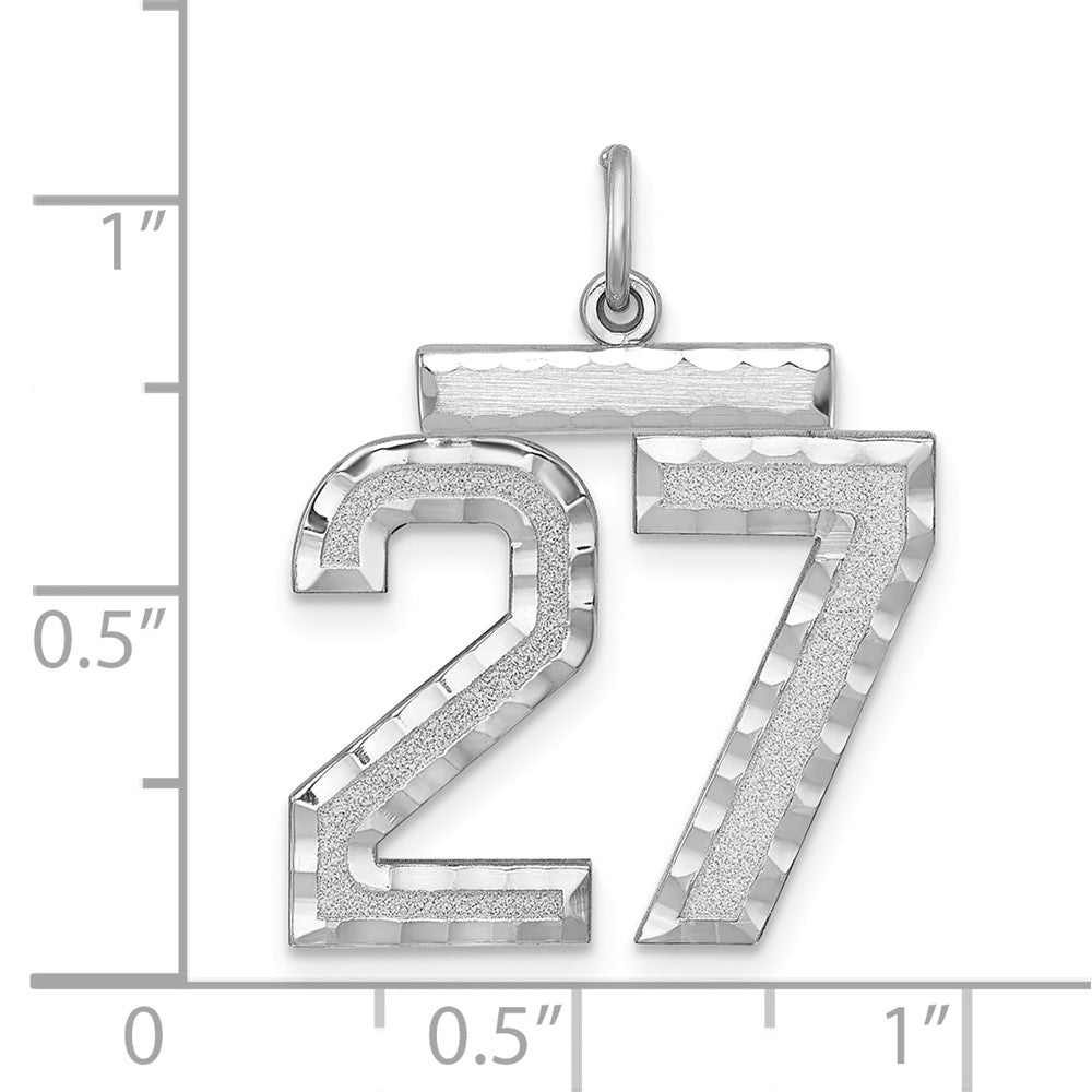 Alternate view of the Sterling Silver, Varsity Collection, Large D/C Pendant, Number 27 by The Black Bow Jewelry Co.