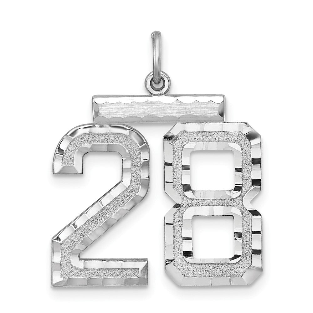Sterling Silver, Varsity Collection, Large D/C Pendant, Number 28, Item P33460-28 by The Black Bow Jewelry Co.