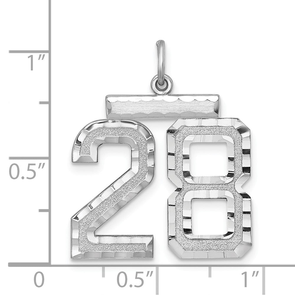 Alternate view of the Sterling Silver, Varsity Collection, Large D/C Pendant, Number 28 by The Black Bow Jewelry Co.