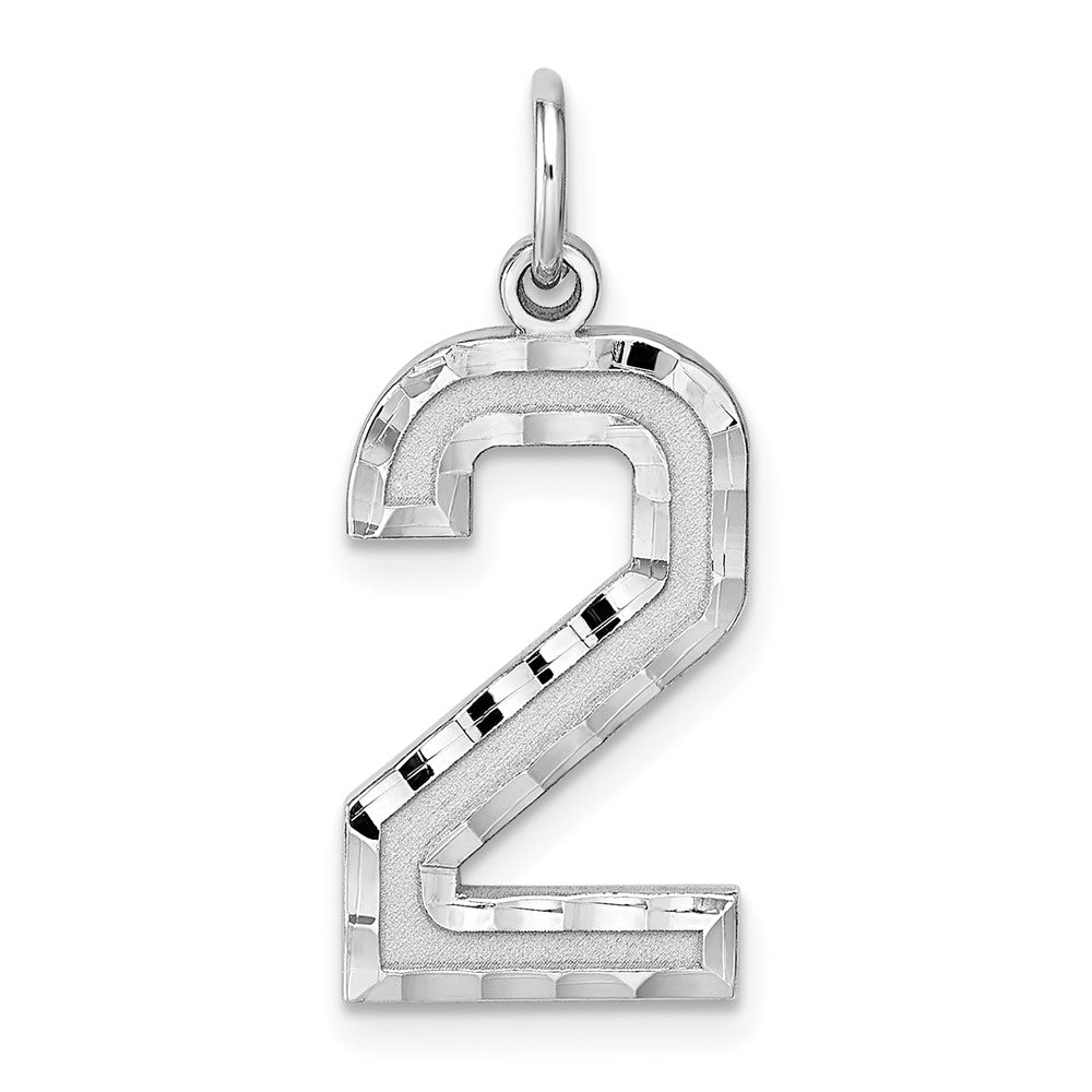 Sterling Silver, Varsity Collection, Large D/C Pendant, Number 2, Item P33460-2 by The Black Bow Jewelry Co.