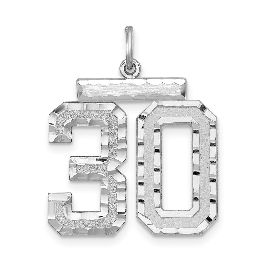Sterling Silver, Varsity Collection, Large D/C Pendant, Number 30, Item P33460-30 by The Black Bow Jewelry Co.