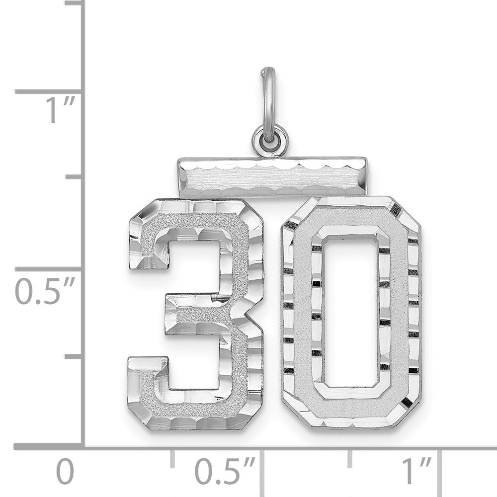 Alternate view of the Sterling Silver, Varsity Collection, Large D/C Pendant, Number 30 by The Black Bow Jewelry Co.