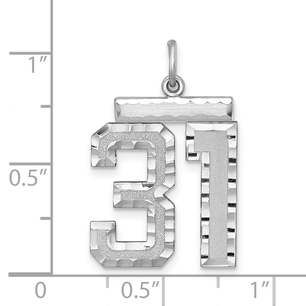 Alternate view of the Sterling Silver, Varsity Collection, Large D/C Pendant, Number 31 by The Black Bow Jewelry Co.