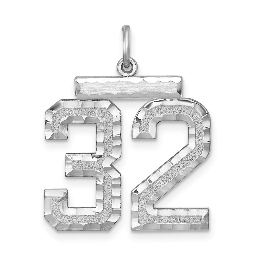Sterling Silver, Varsity Collection, Large D/C Pendant, Number 32, Item P33460-32 by The Black Bow Jewelry Co.