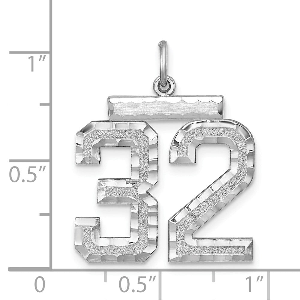 Alternate view of the Sterling Silver, Varsity Collection, Large D/C Pendant, Number 32 by The Black Bow Jewelry Co.