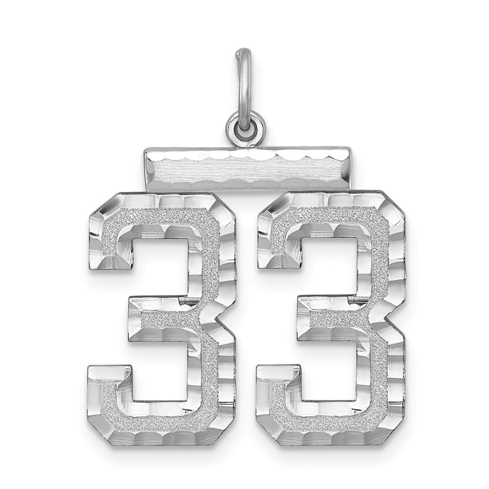 Sterling Silver, Varsity Collection, Large D/C Pendant, Number 33, Item P33460-33 by The Black Bow Jewelry Co.