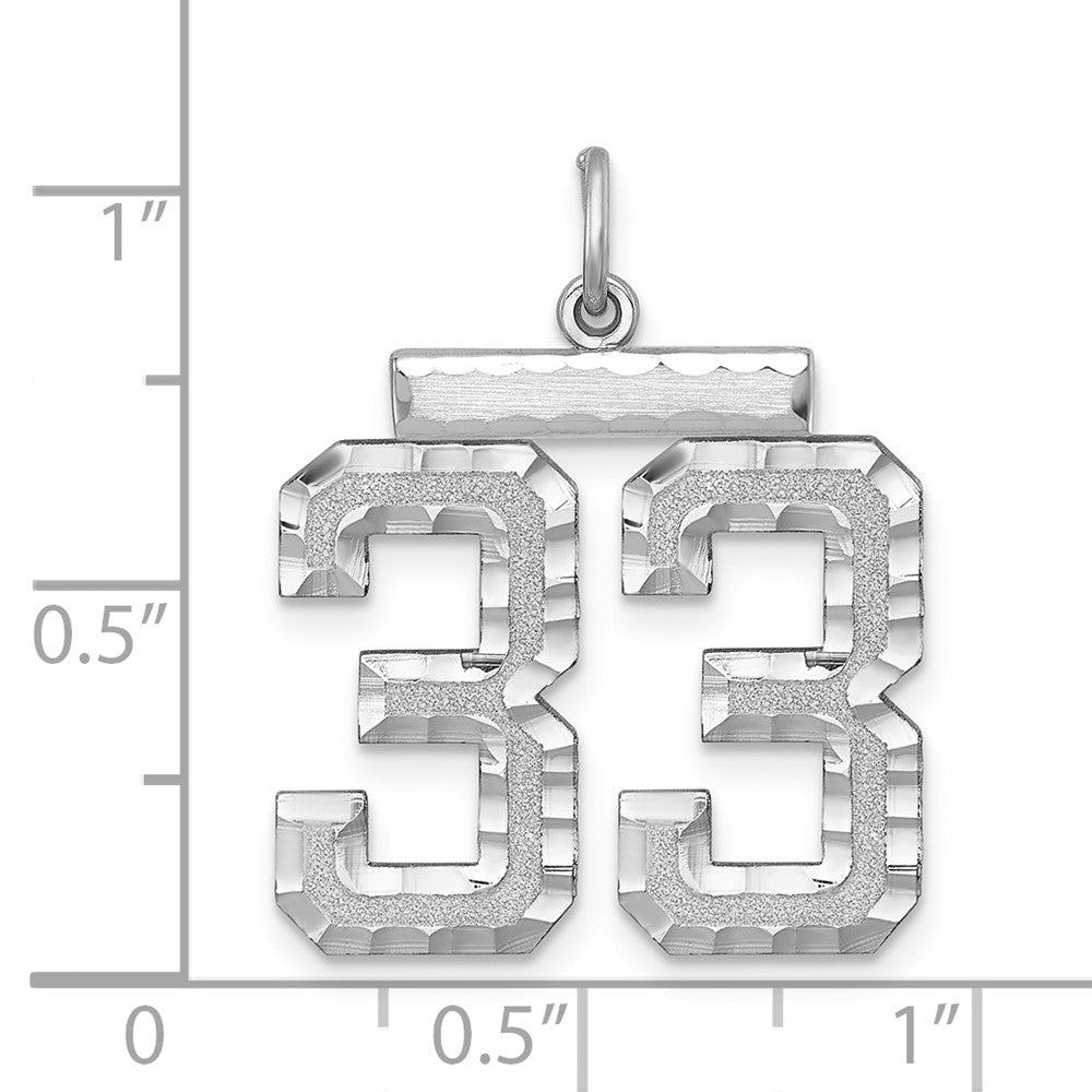 Alternate view of the Sterling Silver, Varsity Collection, Large D/C Pendant, Number 33 by The Black Bow Jewelry Co.