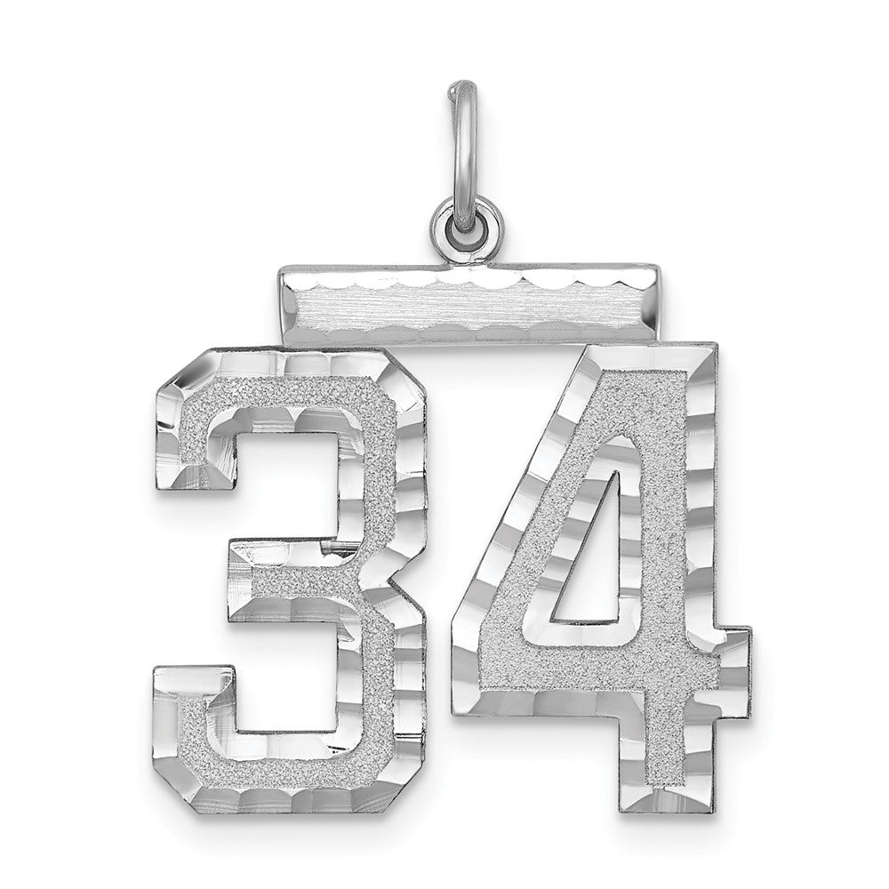 Sterling Silver, Varsity Collection, Large D/C Pendant, Number 34, Item P33460-34 by The Black Bow Jewelry Co.