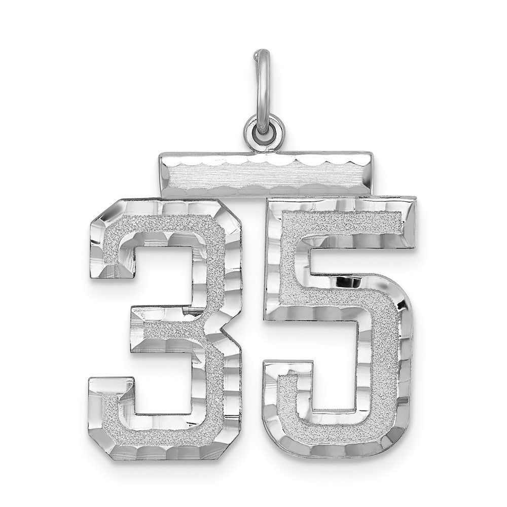 Sterling Silver, Varsity Collection, Large D/C Pendant, Number 35, Item P33460-35 by The Black Bow Jewelry Co.
