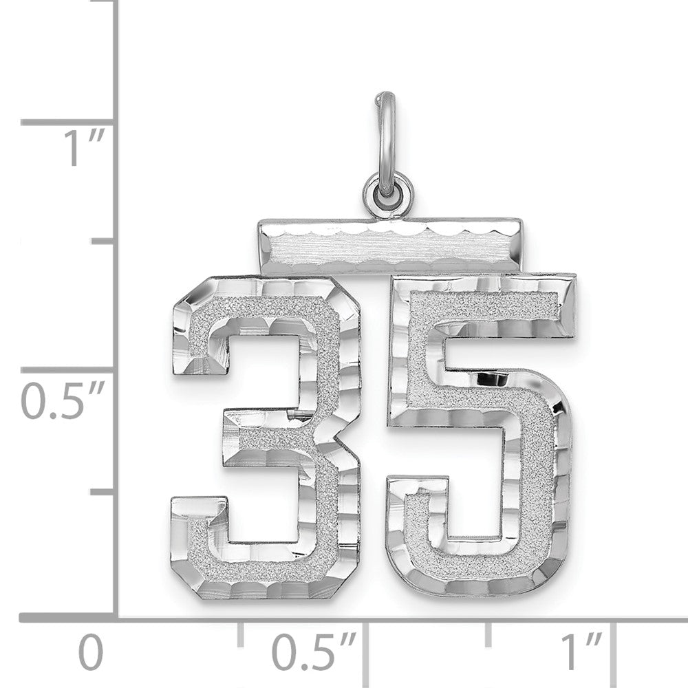 Alternate view of the Sterling Silver, Varsity Collection, Large D/C Pendant, Number 35 by The Black Bow Jewelry Co.
