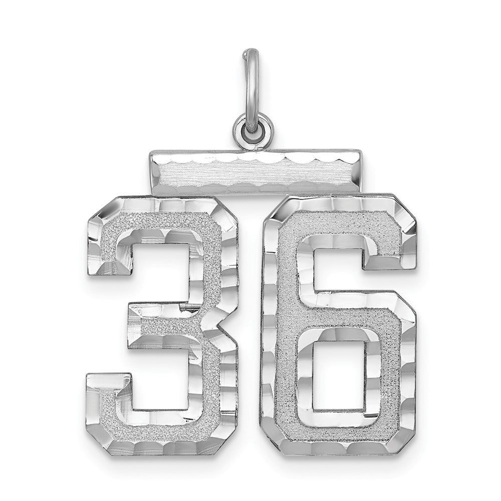 Sterling Silver, Varsity Collection, Large D/C Pendant, Number 36, Item P33460-36 by The Black Bow Jewelry Co.