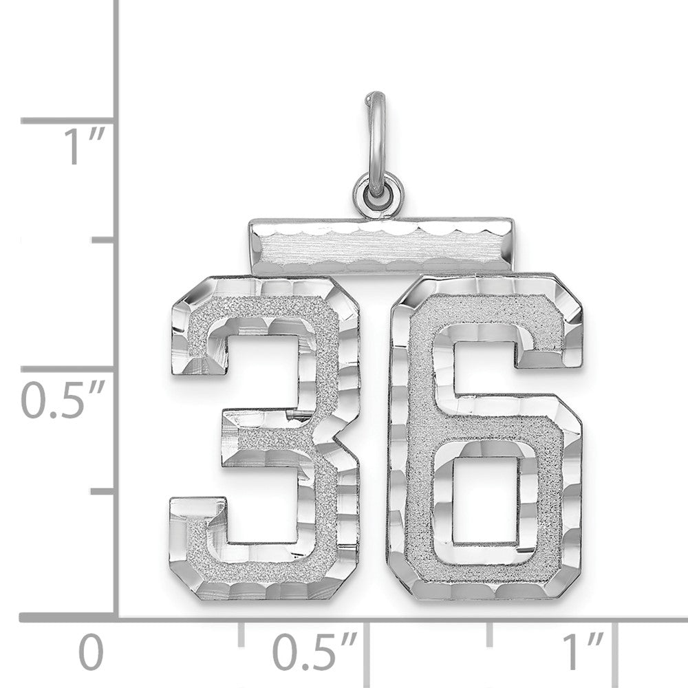 Alternate view of the Sterling Silver, Varsity Collection, Large D/C Pendant, Number 36 by The Black Bow Jewelry Co.