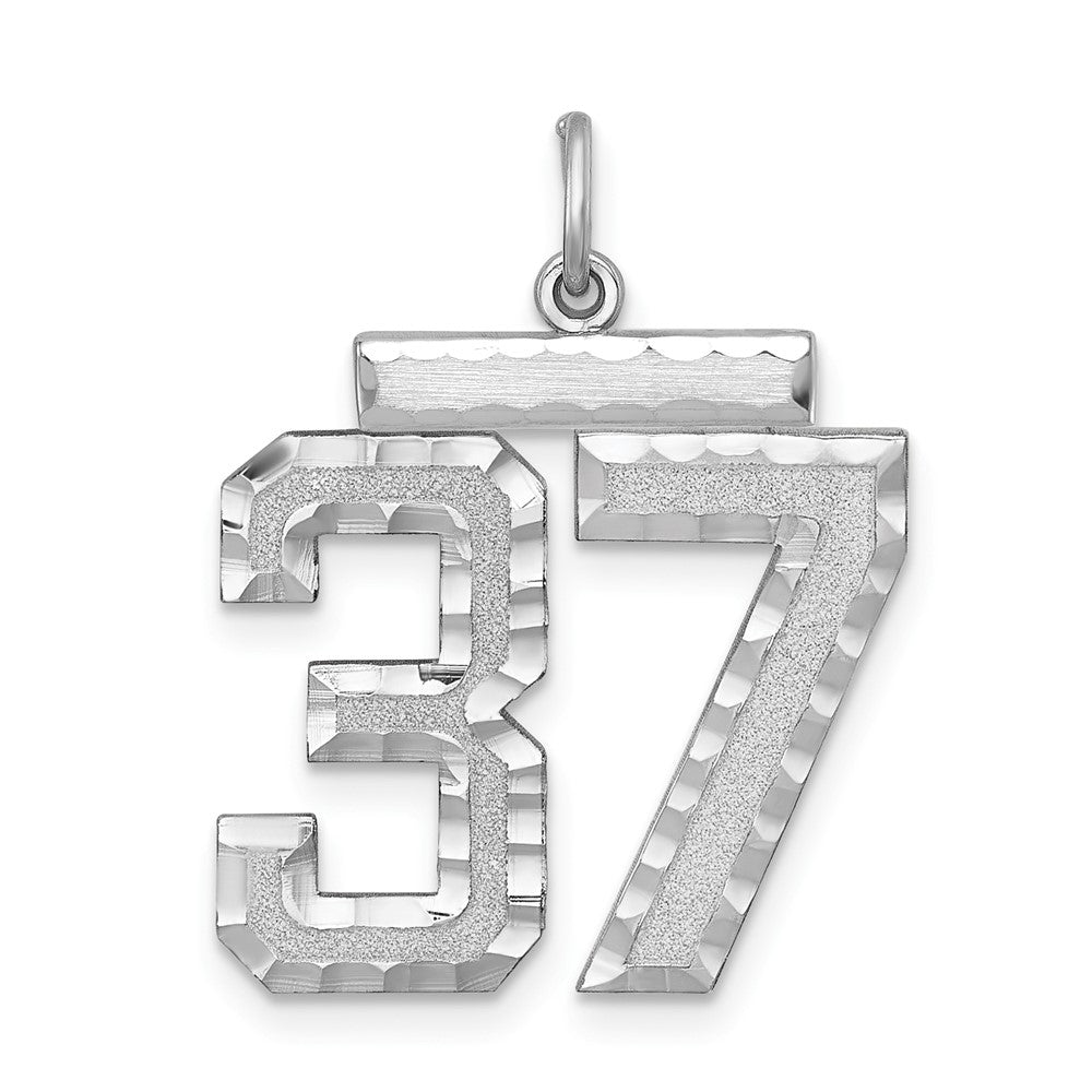 Sterling Silver, Varsity Collection, Large D/C Pendant, Number 37, Item P33460-37 by The Black Bow Jewelry Co.