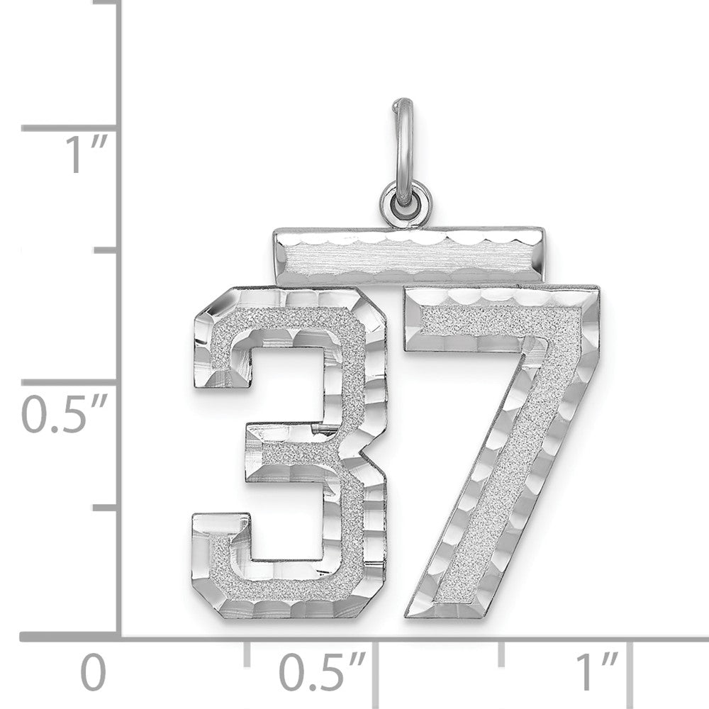 Alternate view of the Sterling Silver, Varsity Collection, Large D/C Pendant, Number 37 by The Black Bow Jewelry Co.