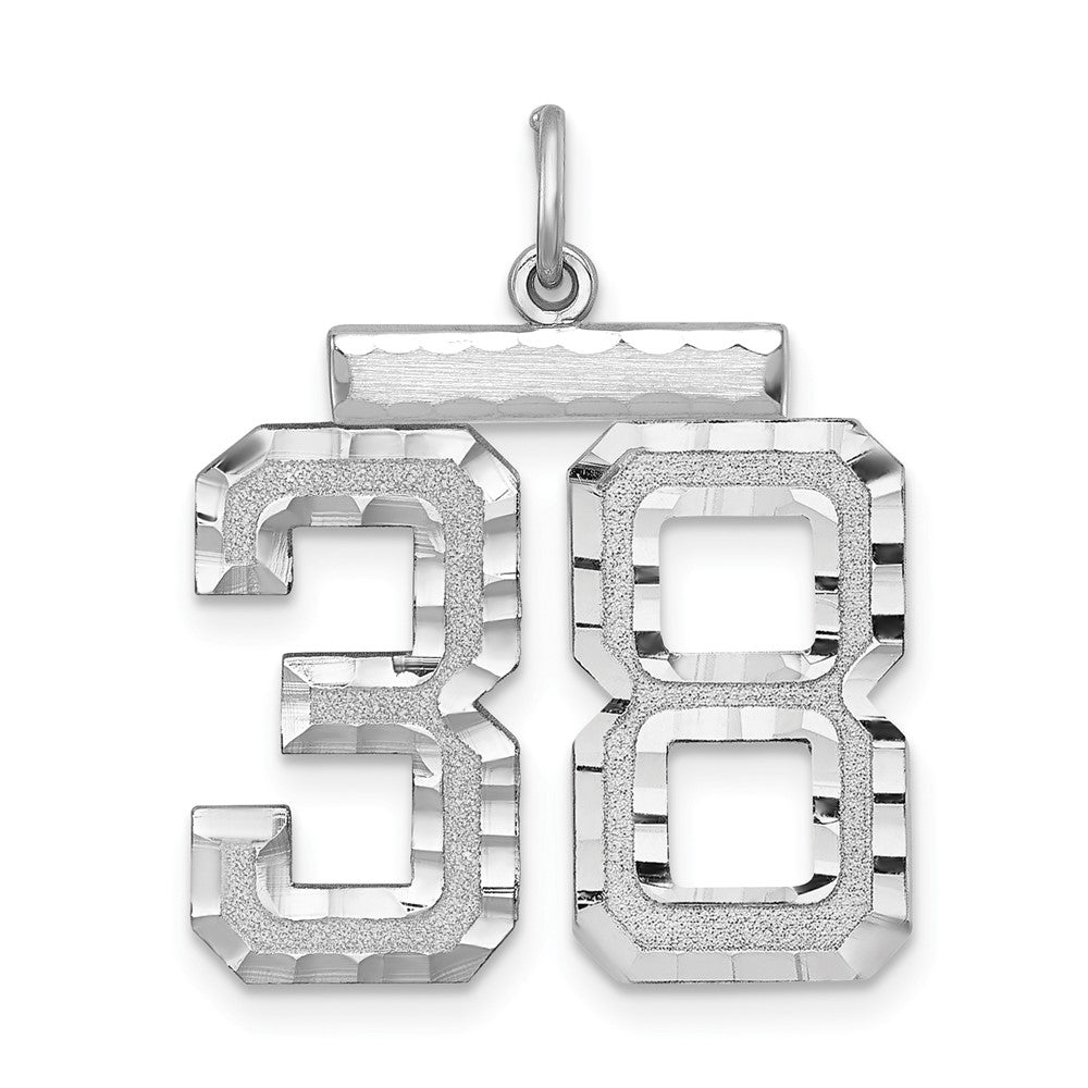 Sterling Silver, Varsity Collection, Large D/C Pendant, Number 38, Item P33460-38 by The Black Bow Jewelry Co.