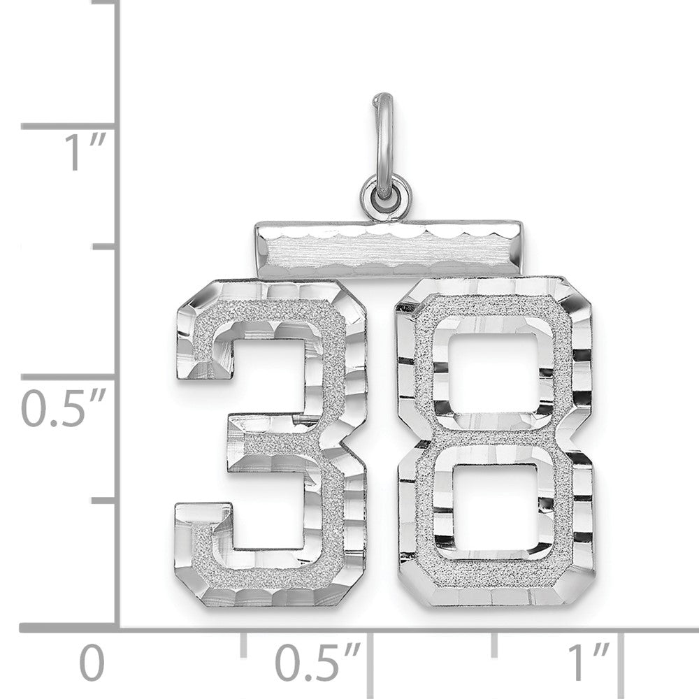 Alternate view of the Sterling Silver, Varsity Collection, Large D/C Pendant, Number 38 by The Black Bow Jewelry Co.