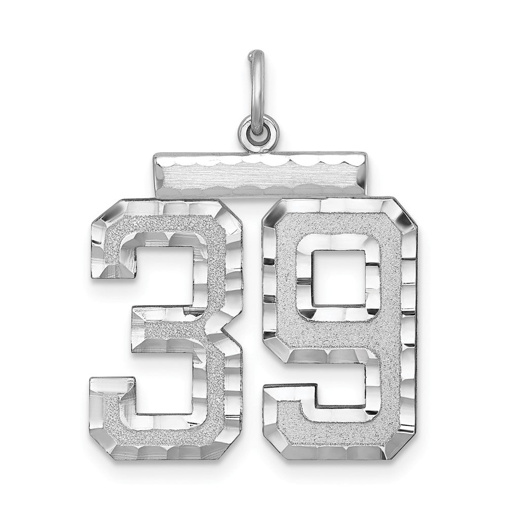 Sterling Silver, Varsity Collection, Large D/C Pendant, Number 39, Item P33460-39 by The Black Bow Jewelry Co.
