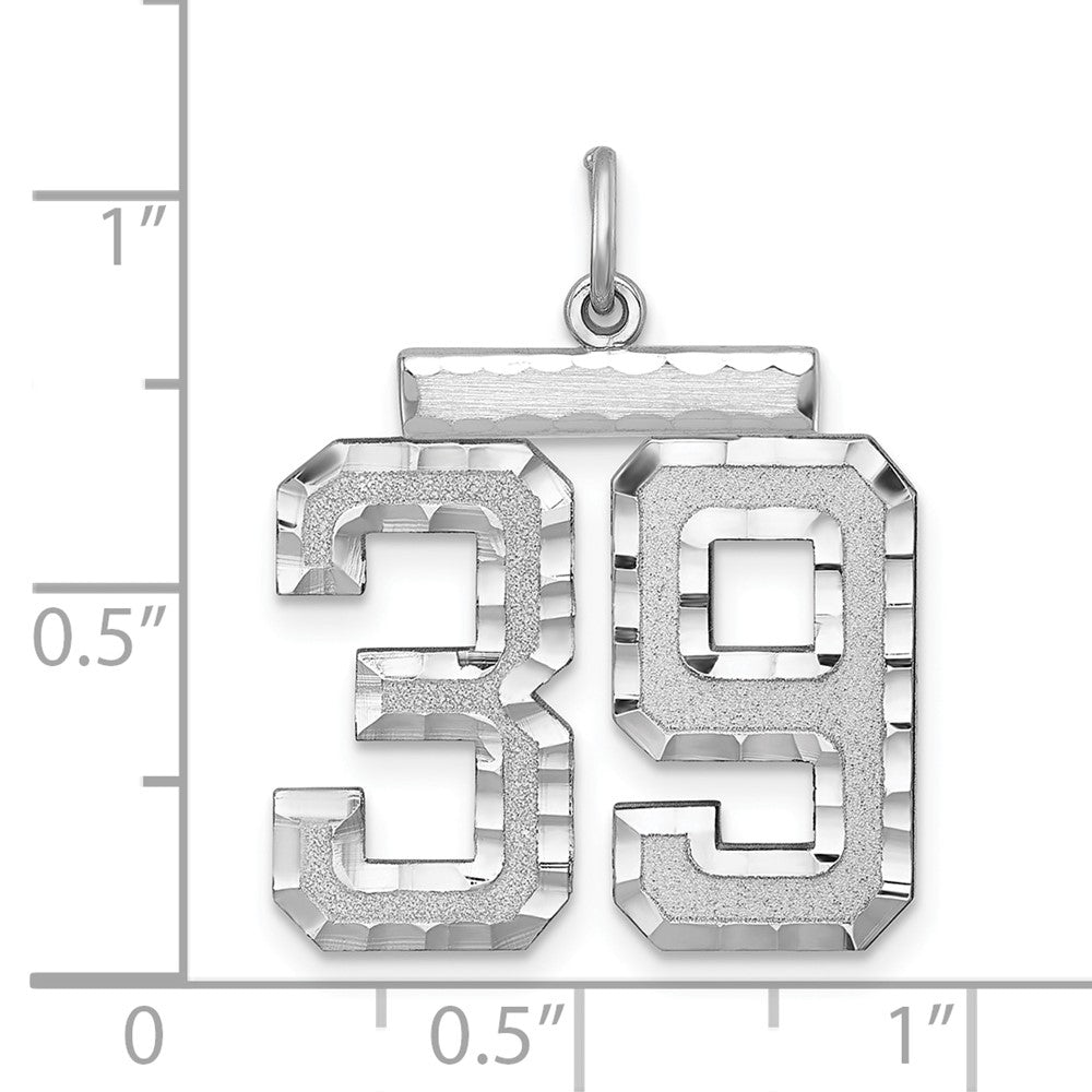 Alternate view of the Sterling Silver, Varsity Collection, Large D/C Pendant, Number 39 by The Black Bow Jewelry Co.