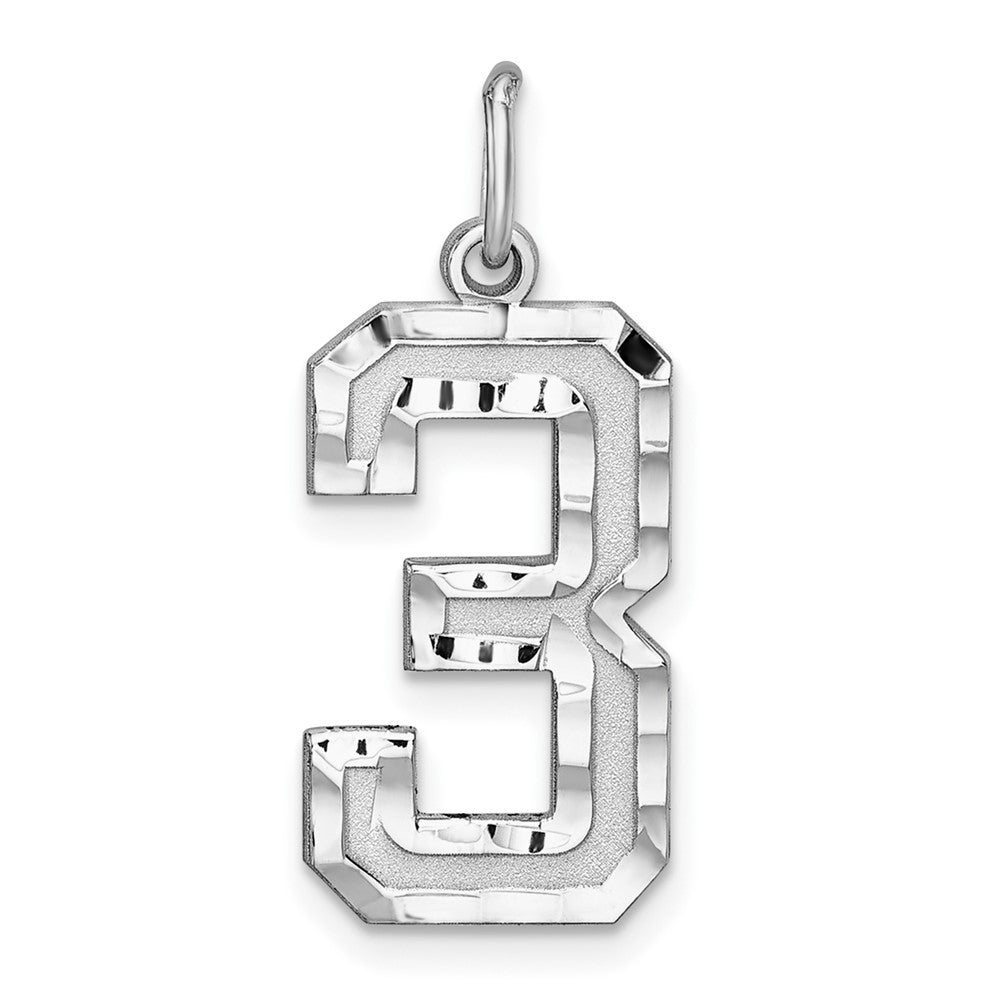 Sterling Silver, Varsity Collection, Large D/C Pendant, Number 3, Item P33460-3 by The Black Bow Jewelry Co.