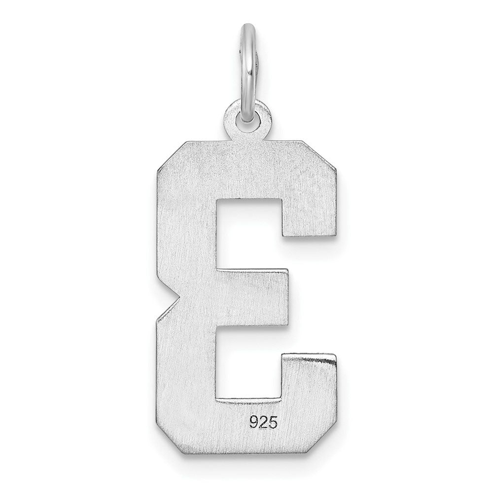 Alternate view of the Sterling Silver, Varsity Collection, Large D/C Pendant, Number 3 by The Black Bow Jewelry Co.