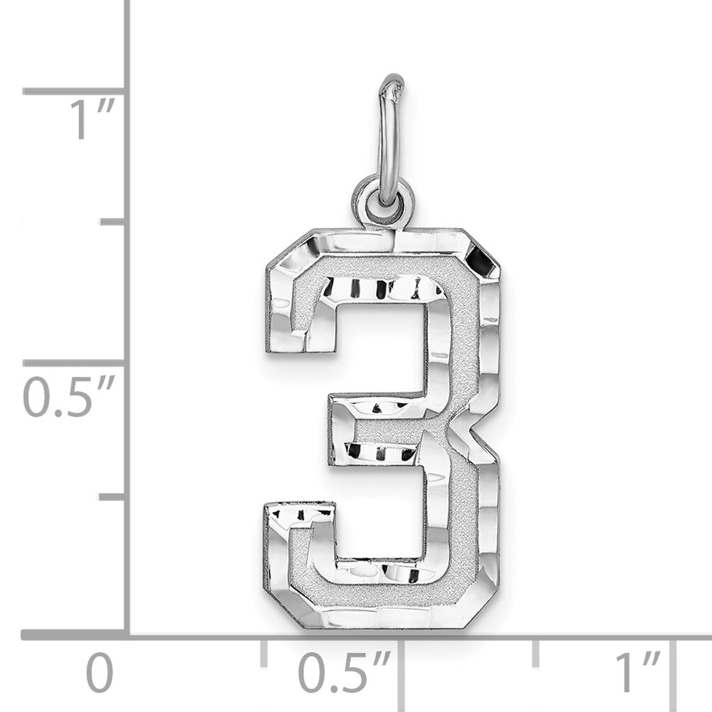 Alternate view of the Sterling Silver, Varsity Collection, Large D/C Pendant, Number 3 by The Black Bow Jewelry Co.