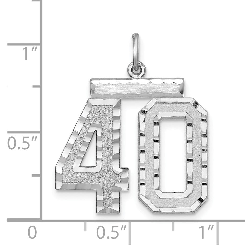 Alternate view of the Sterling Silver, Varsity Collection, Large D/C Pendant, Number 40 by The Black Bow Jewelry Co.