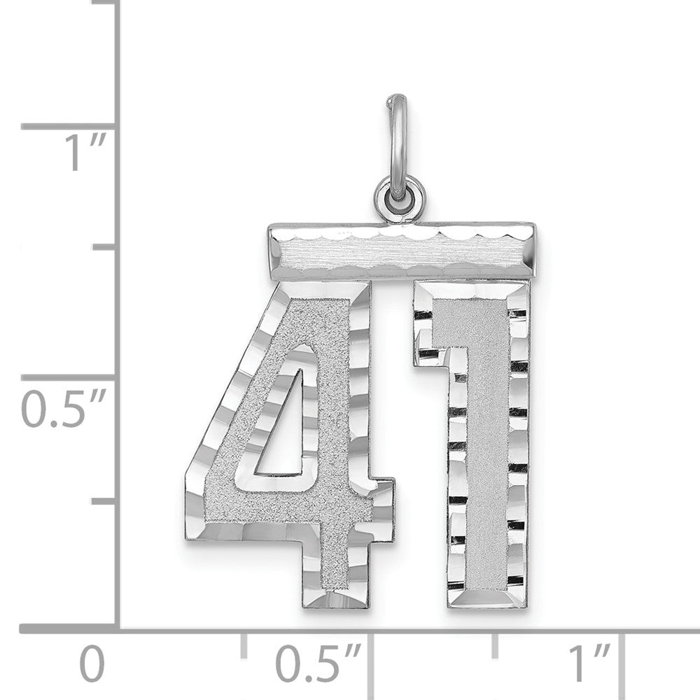 Alternate view of the Sterling Silver, Varsity Collection, Large D/C Pendant, Number 41 by The Black Bow Jewelry Co.