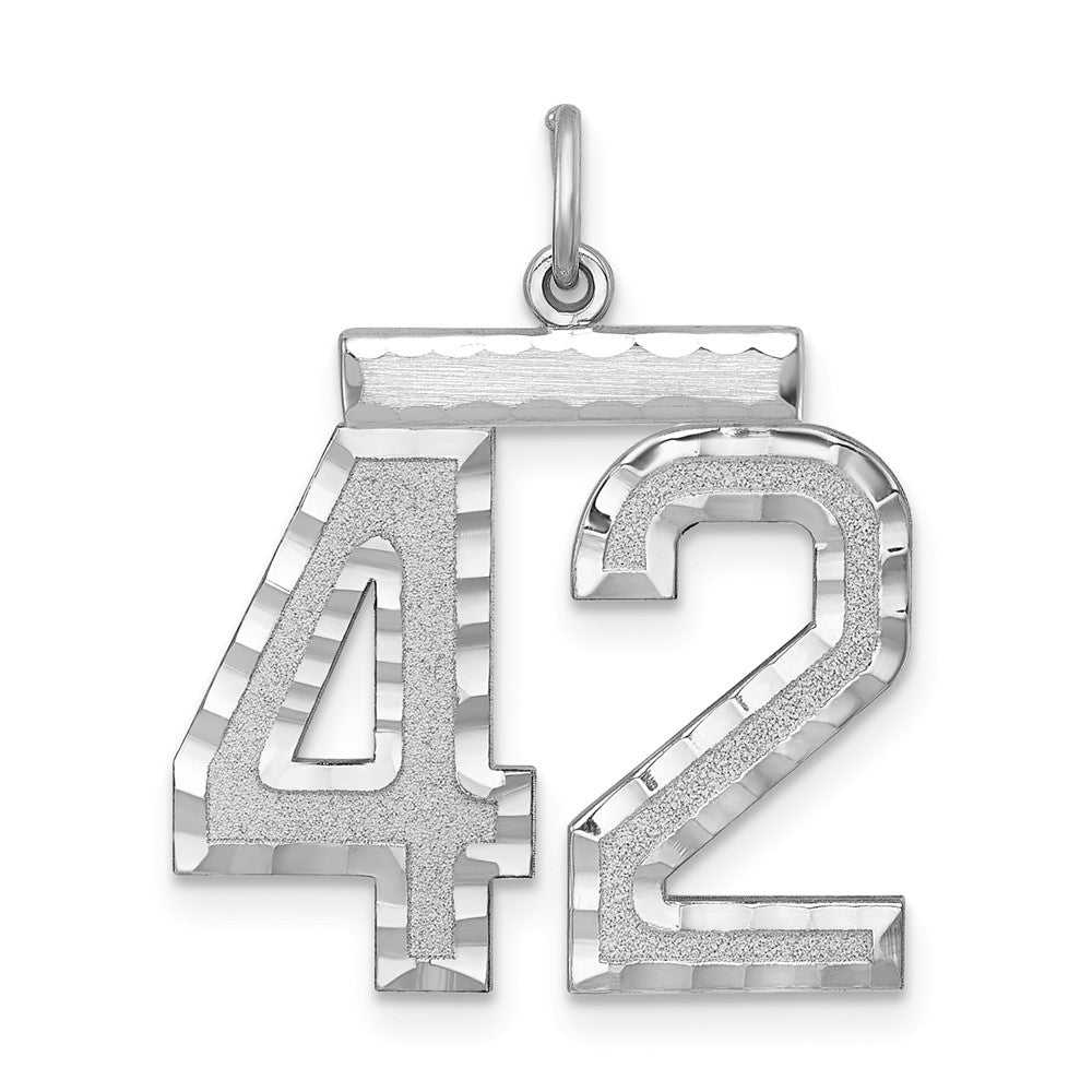 Sterling Silver, Varsity Collection, Large D/C Pendant, Number 42, Item P33460-42 by The Black Bow Jewelry Co.