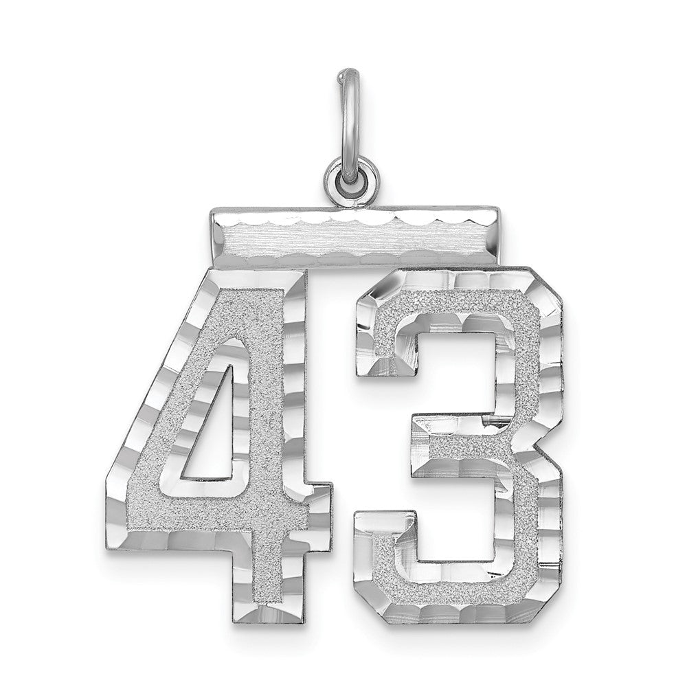 Sterling Silver, Varsity Collection, Large D/C Pendant, Number 43, Item P33460-43 by The Black Bow Jewelry Co.