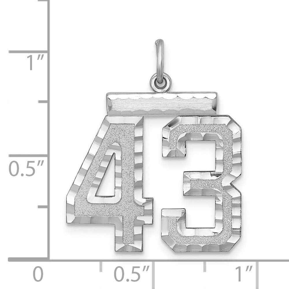 Alternate view of the Sterling Silver, Varsity Collection, Large D/C Pendant, Number 43 by The Black Bow Jewelry Co.