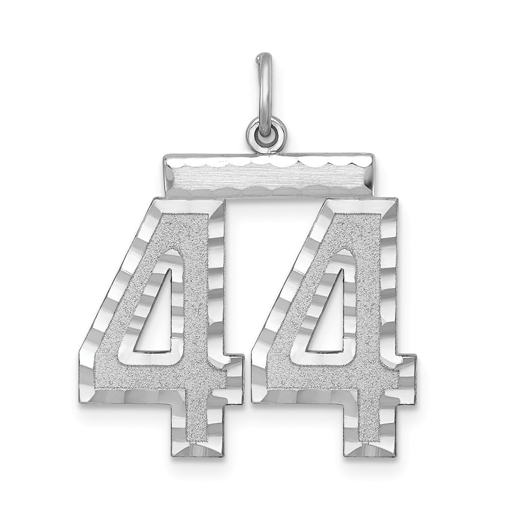 Sterling Silver, Varsity Collection, Large D/C Pendant, Number 44, Item P33460-44 by The Black Bow Jewelry Co.