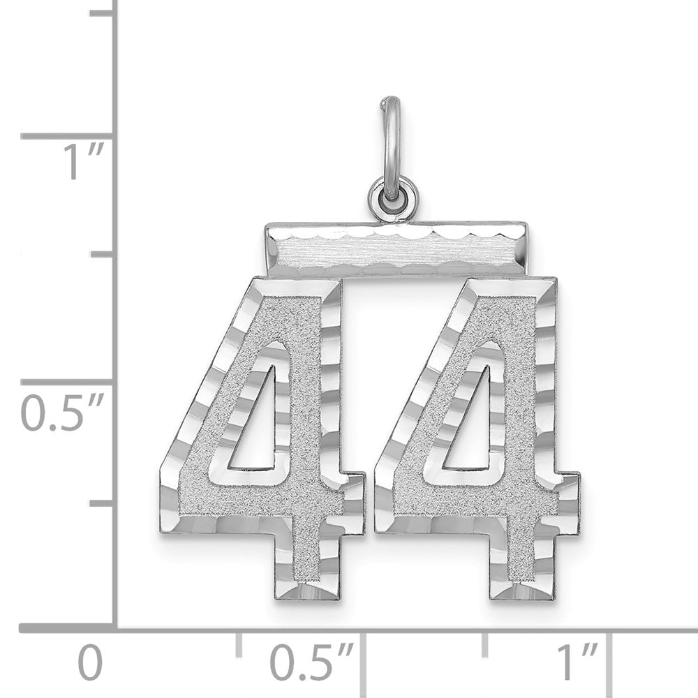 Alternate view of the Sterling Silver, Varsity Collection, Large D/C Pendant, Number 44 by The Black Bow Jewelry Co.
