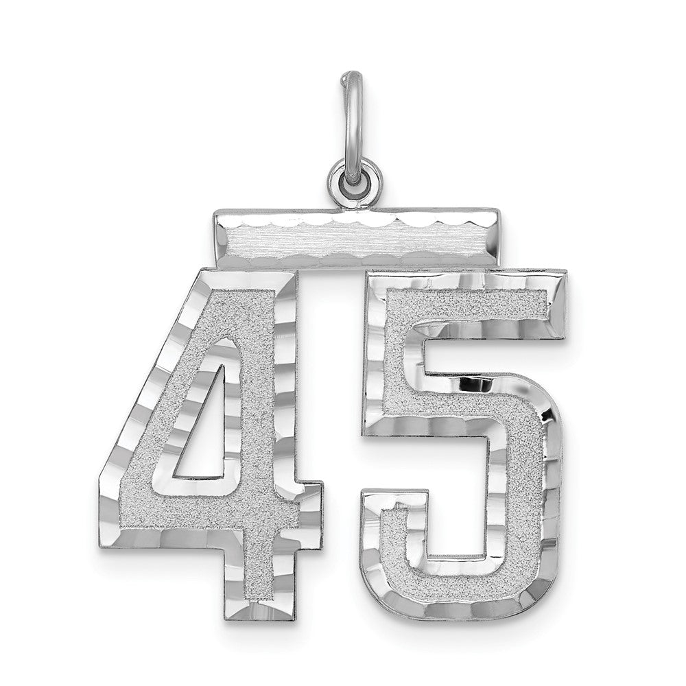 Sterling Silver, Varsity Collection, Large D/C Pendant, Number 45, Item P33460-45 by The Black Bow Jewelry Co.
