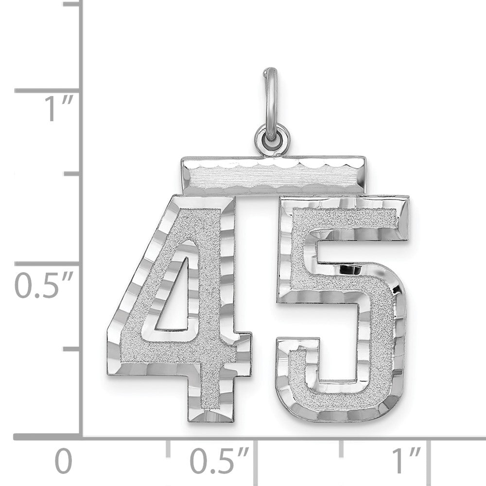 Alternate view of the Sterling Silver, Varsity Collection, Large D/C Pendant, Number 45 by The Black Bow Jewelry Co.
