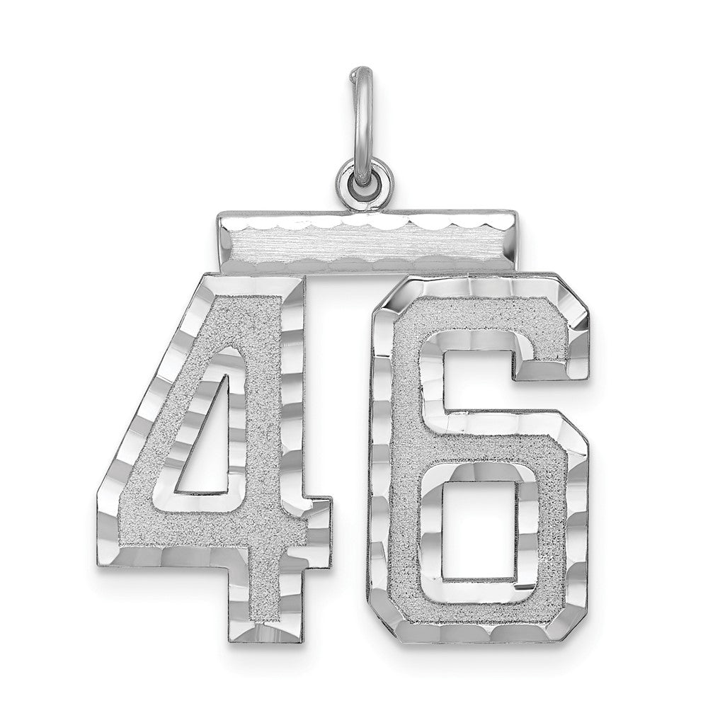Sterling Silver, Varsity Collection, Large D/C Pendant, Number 46, Item P33460-46 by The Black Bow Jewelry Co.