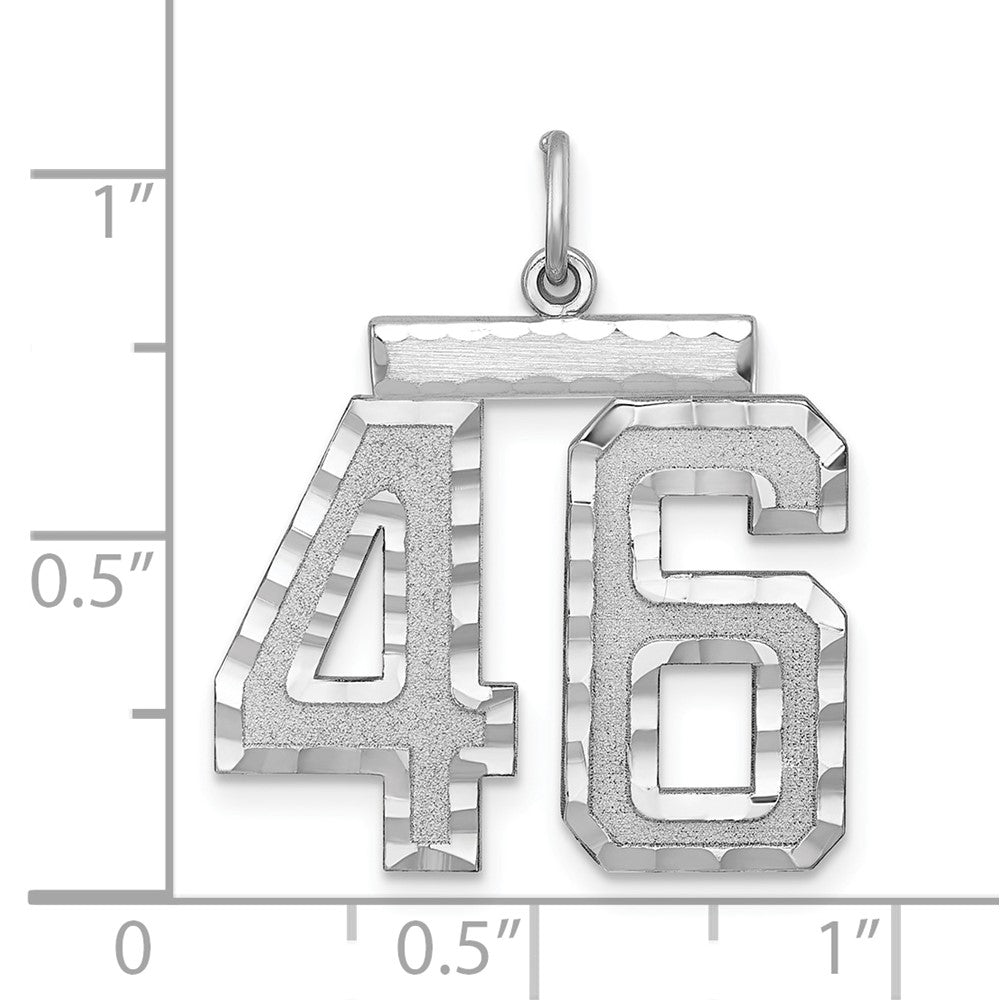 Alternate view of the Sterling Silver, Varsity Collection, Large D/C Pendant, Number 46 by The Black Bow Jewelry Co.