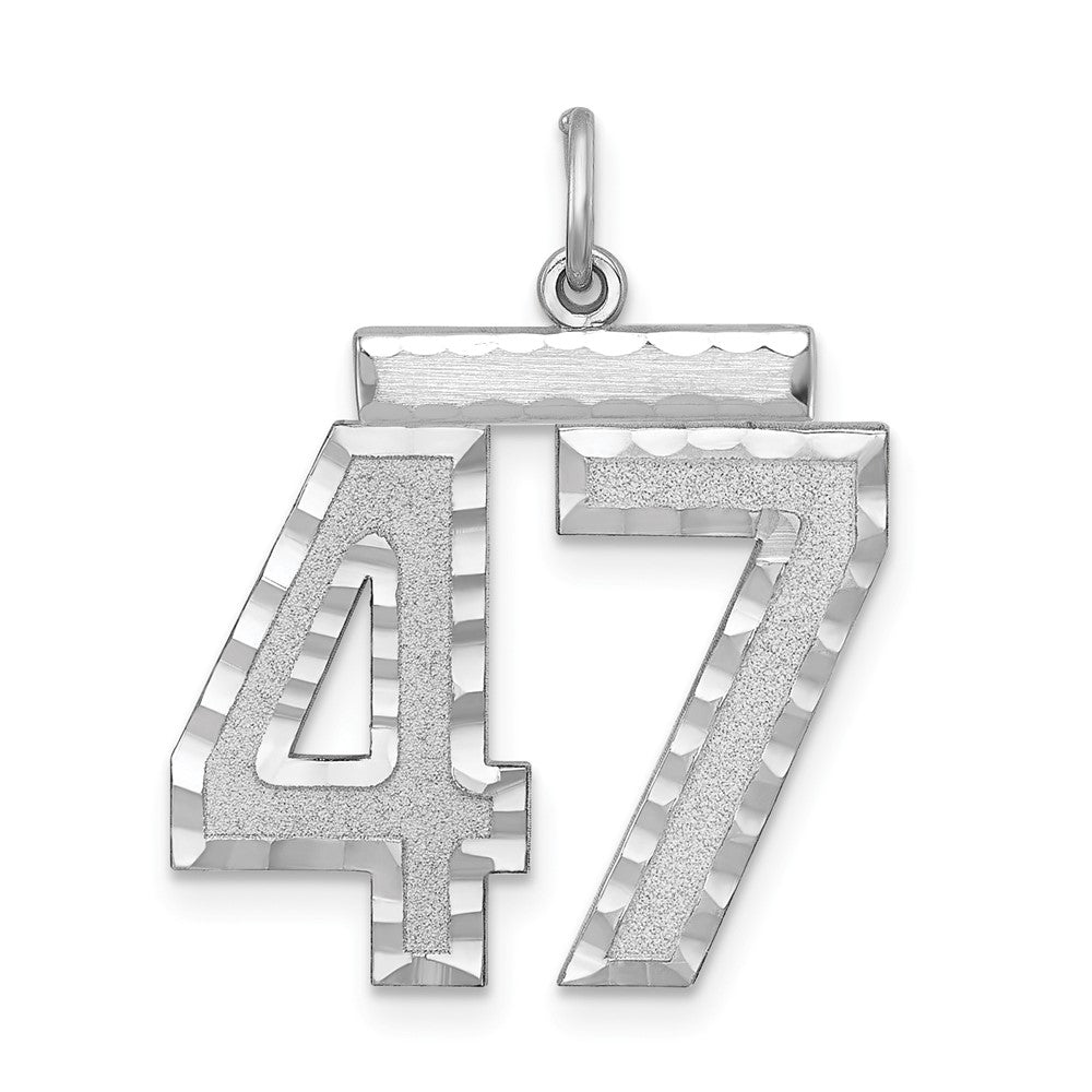 Sterling Silver, Varsity Collection, Large D/C Pendant, Number 47, Item P33460-47 by The Black Bow Jewelry Co.