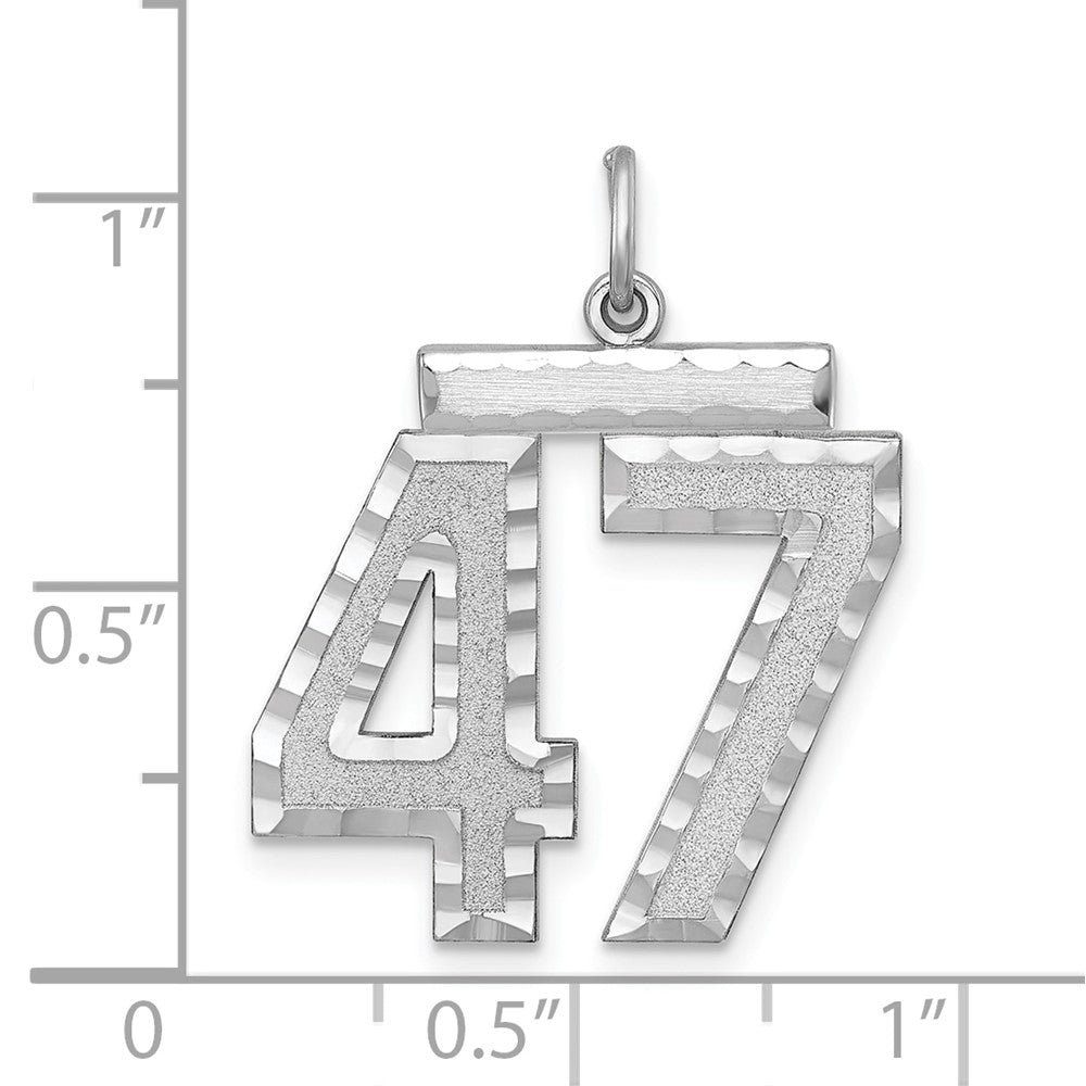 Alternate view of the Sterling Silver, Varsity Collection, Large D/C Pendant, Number 47 by The Black Bow Jewelry Co.