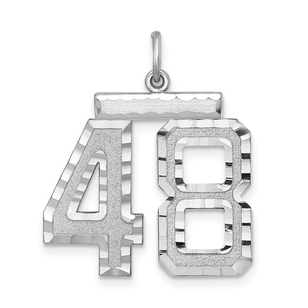 Sterling Silver, Varsity Collection, Large D/C Pendant, Number 48, Item P33460-48 by The Black Bow Jewelry Co.